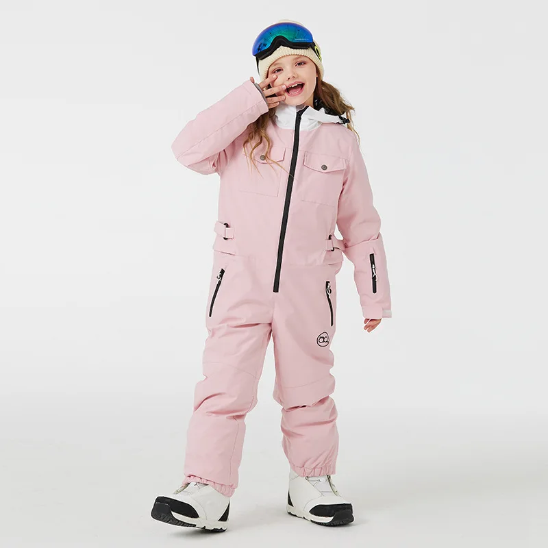 Drop Shipping Boys And Girls Children Winter Overall Ski Suits Snowboarding Jumpsuits One Pieces Waterproof Kids Snow Jumpsuit
