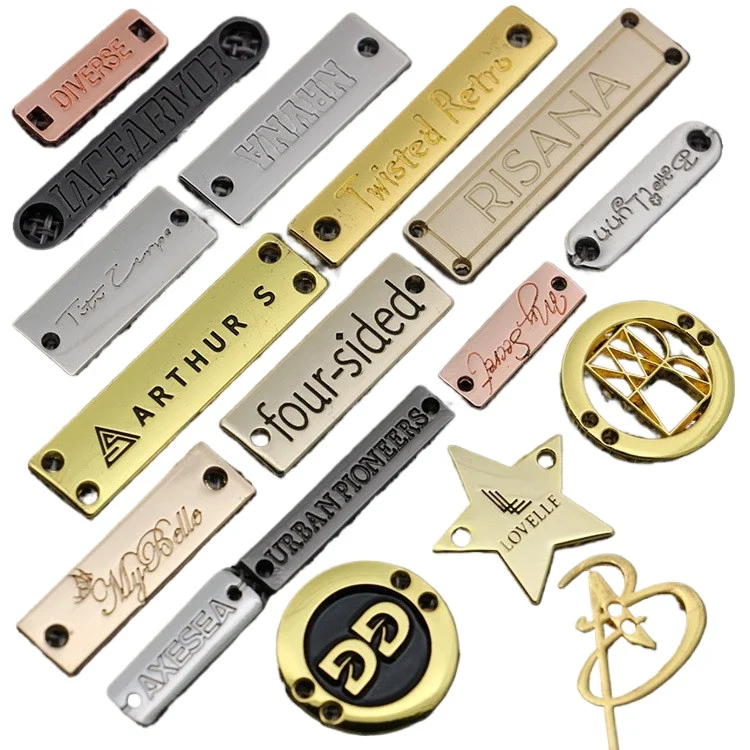 Custom Metal Chain Labels with Brand Logo Engraved Plate Tag Purse Professional Style Zinc Alloy Metal Label For Bag