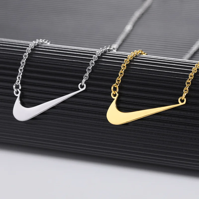 New hypoallergenic street hiphop jewelry Swoosh Necklace jewelry tick pendant stainless steel designer jewelry famous brands