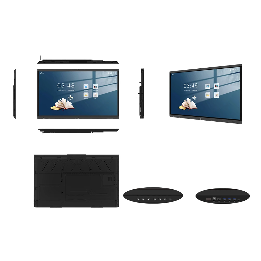 75 Inch Electronic Whiteboard Support 20 Points Smart Technology Black and Silver Tv Stand Full Hd Silver Black Pen Android 11.0