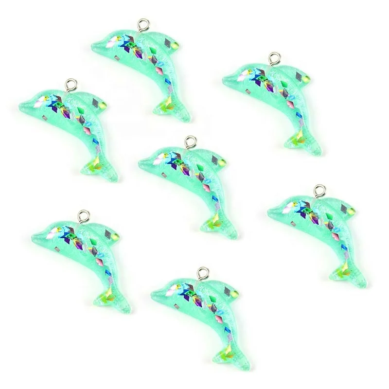 Pink Green Random Color Dolphin Shape Pendant Charms Fashion Jewelry Accessories For Making Keychain Necklace