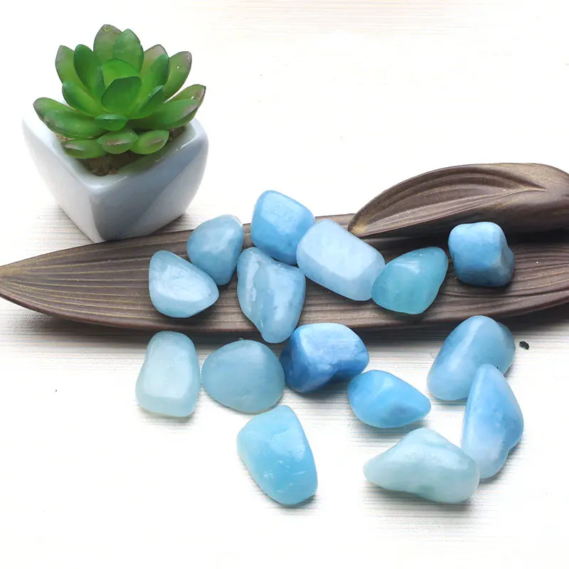 Natural  Tumbled Stones Loose Gemstone Aquamarine Crystal Stone for Healing