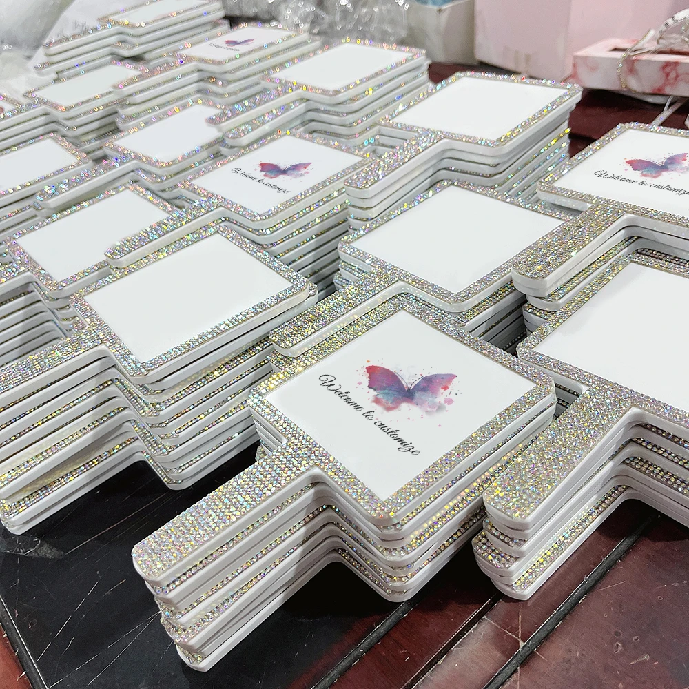 Оптовая продажа небольшое металлическое косметическое зеркало со стразами