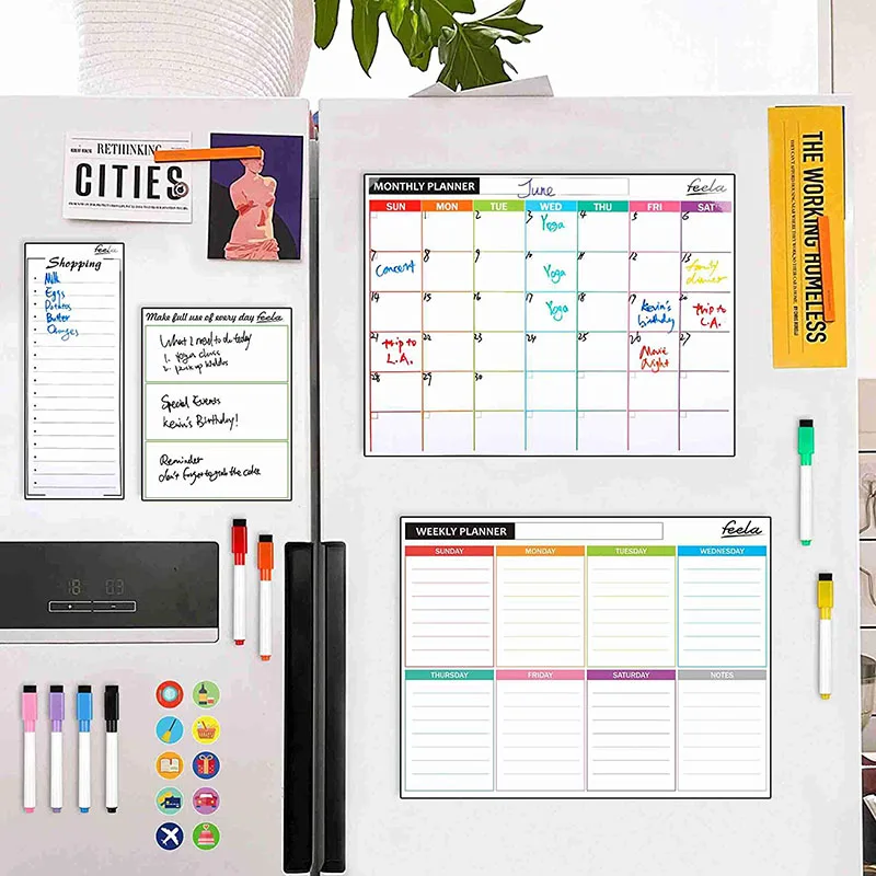 Magnetic whiteboard weekly calendar planner Dry Erase board with aluminium frame