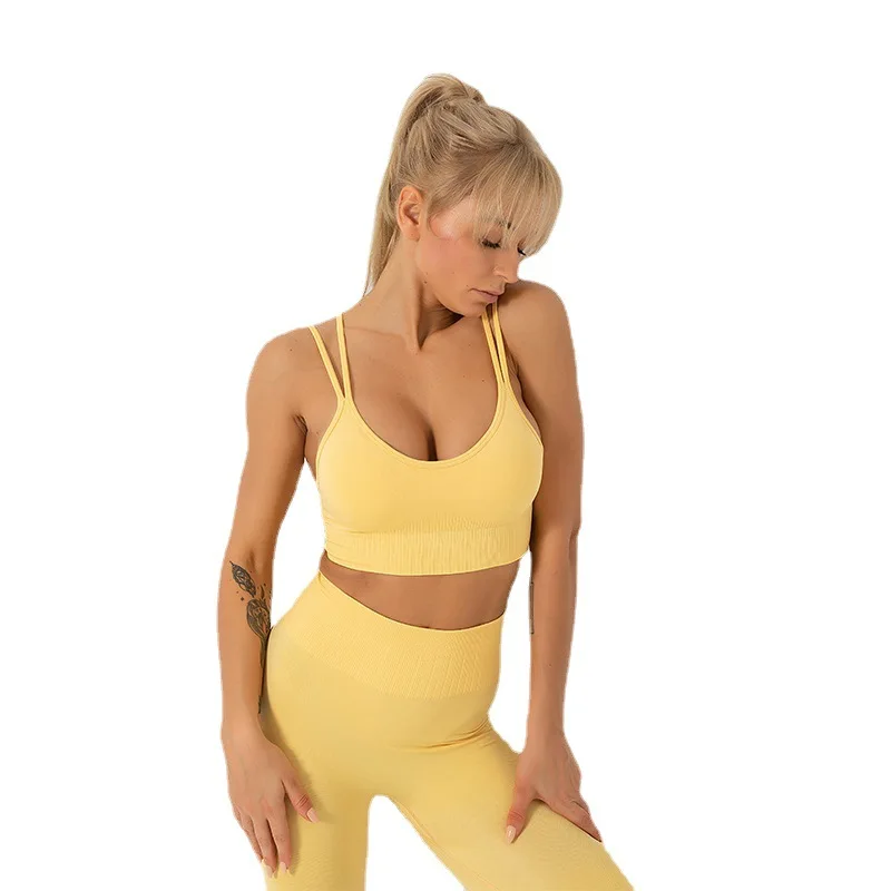 Sling beautiful back no steel ring high elastic vest quick-drying peach buttocks yoga five-point shorts suit