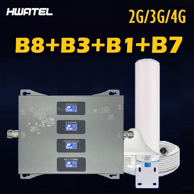 Усилитель сигнала HWATEL 4G GSM 3G четырехдиапазонный ретранслятор 2g 3g 4g с четырьмя диапазонами b8 b3 b1 b7 900 1800 2100 2600