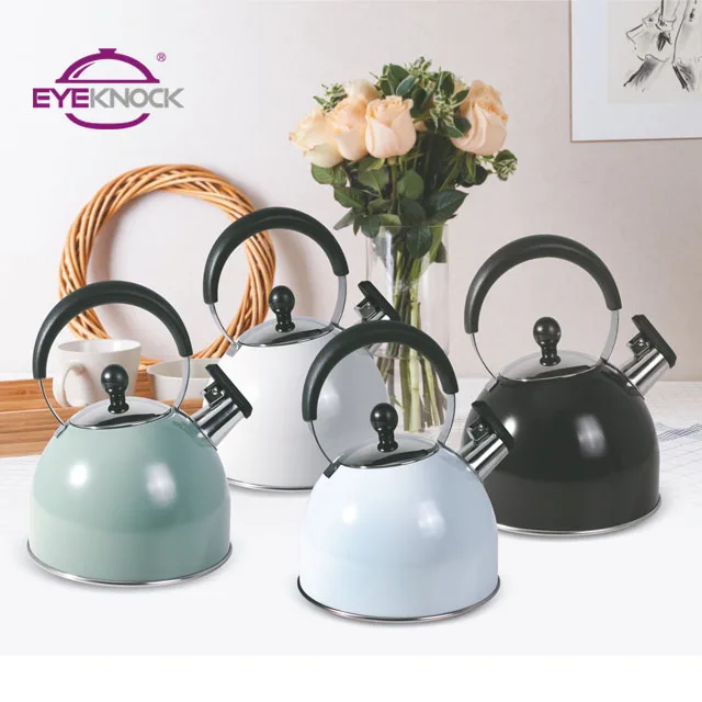 colorful stainless steel water kettle with bakelite handle and induction bottom whistling water kettle