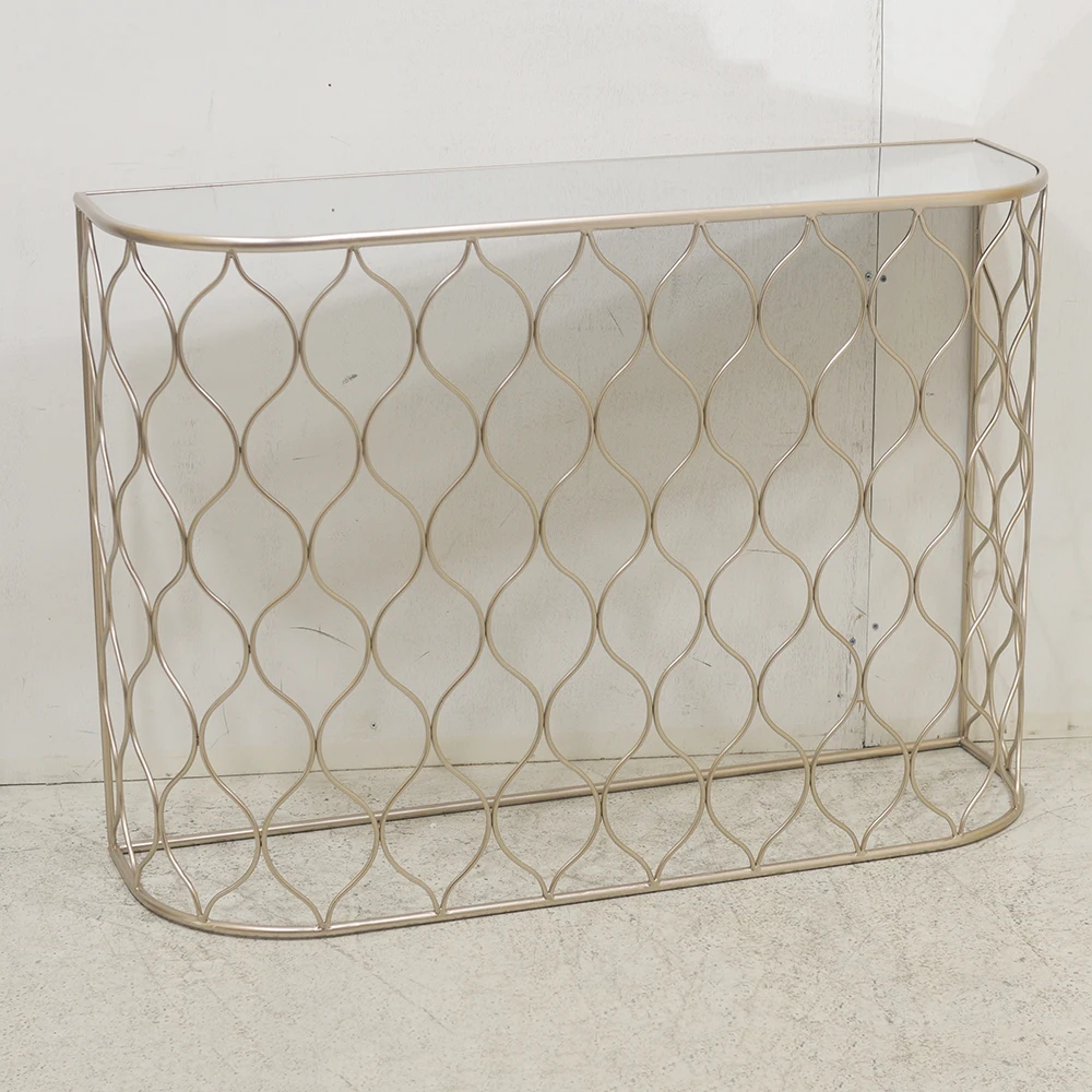 Living room latest luxury gold hall hallway glass stainless steel entrance console table entryway modern nordic design