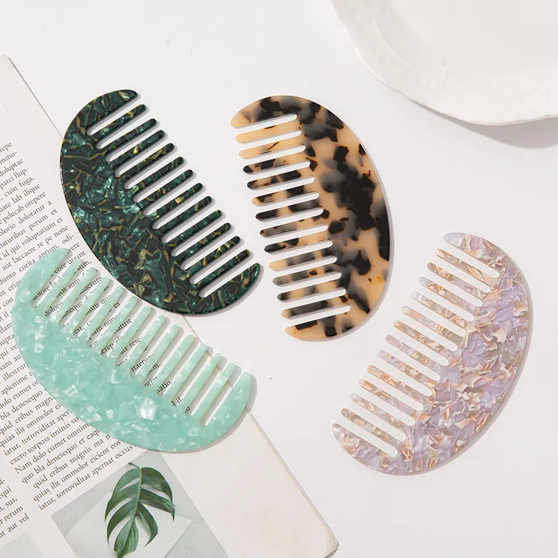 Hot Selling Fashion Girls Hair Accessories Acetate Barber Comb Simple Design Oval Retro Hair Combs for Women