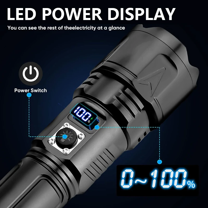Powerful Tactical Handheld Spotlight Flash light Battery Usb Rechargeable Powerful  Underwater Waterproof Lamp Torch Flashlights