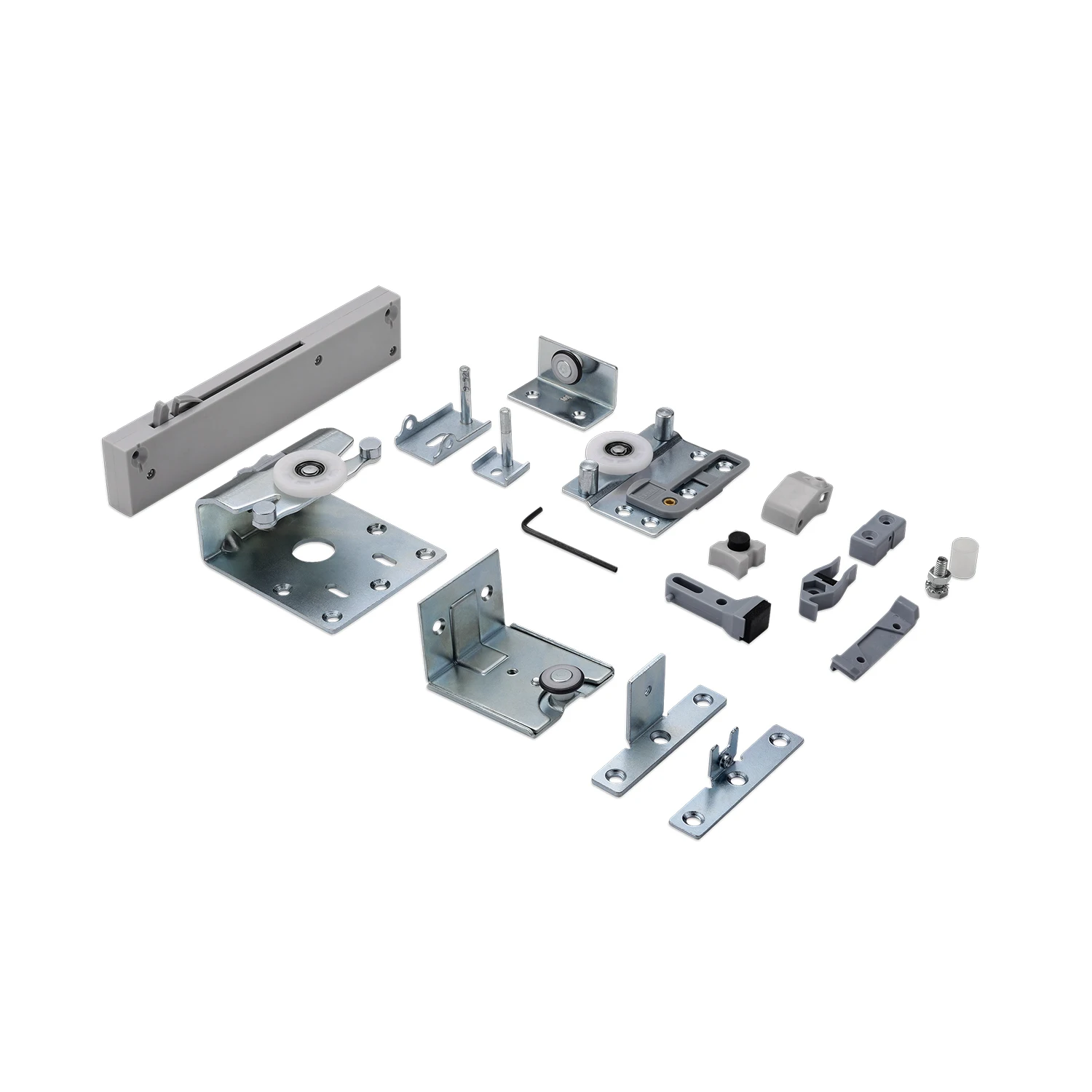 Overlay wardrobe side sliding door roller system fittings