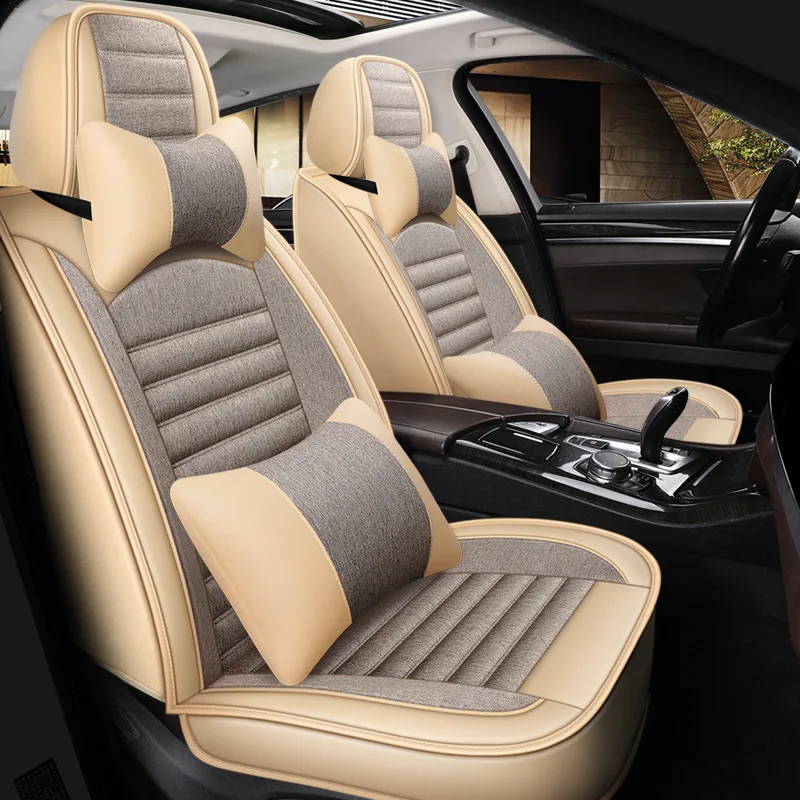 Customized Auto 9Pcs Black Front and Rear Leather Seat Covers Universal Full Set Luxury Car Seat Covers For Toyota Camry