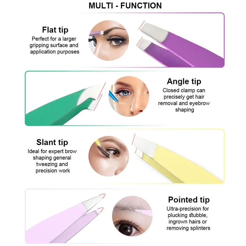 Wholesale Custom Private Label Stainless Steel Pointed Tip Eyelash Tweezer Precision Facial Hair Removal Tool Eyebrow Tweezers