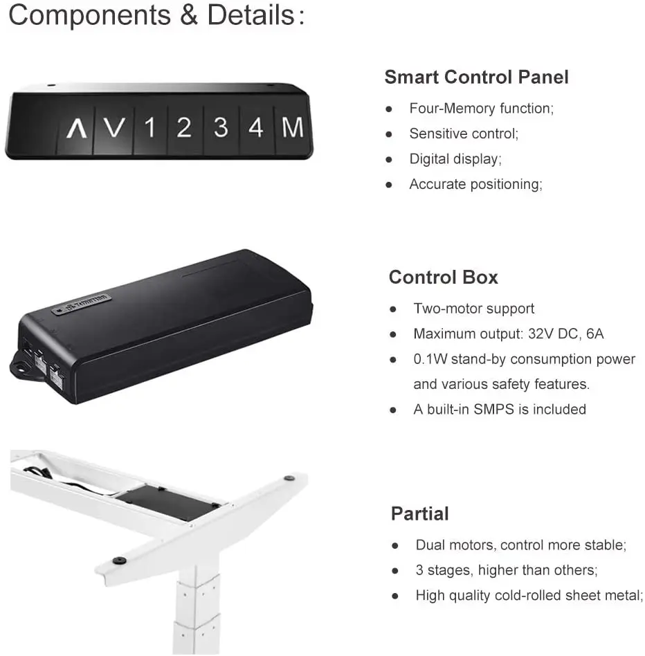 Superior Quality Height Electric Lift Table Healthy Automatic Office uplift Desk Frame Wiht Lift Mechanism (only frame)