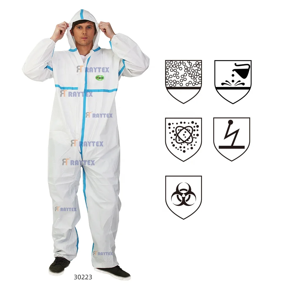 30223  Disposable Industrial Workwear Protective Clothing Breathable Microporous Hood Anti-Static Dust-Proof
