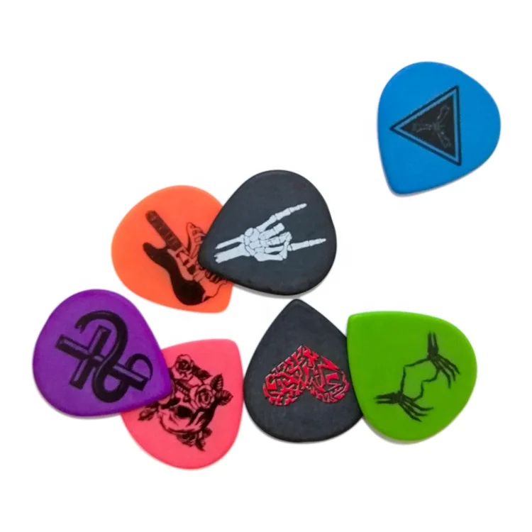 Cheerhas 10Pcs Mixed Thickness Teardrop Shape Guitar Picks for Electric Guitar Picks Double side color printing