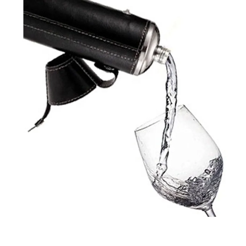 Stainless Steel Cylinder 10oz  Hip Flask Leather Wrapped  Cylindrical Hip Flask with Cup