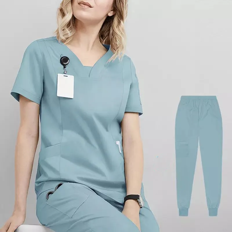 Designer scrubs anti-winkle scrub uniform sets in burgundy nursing scrubs jogger set for doctor medical