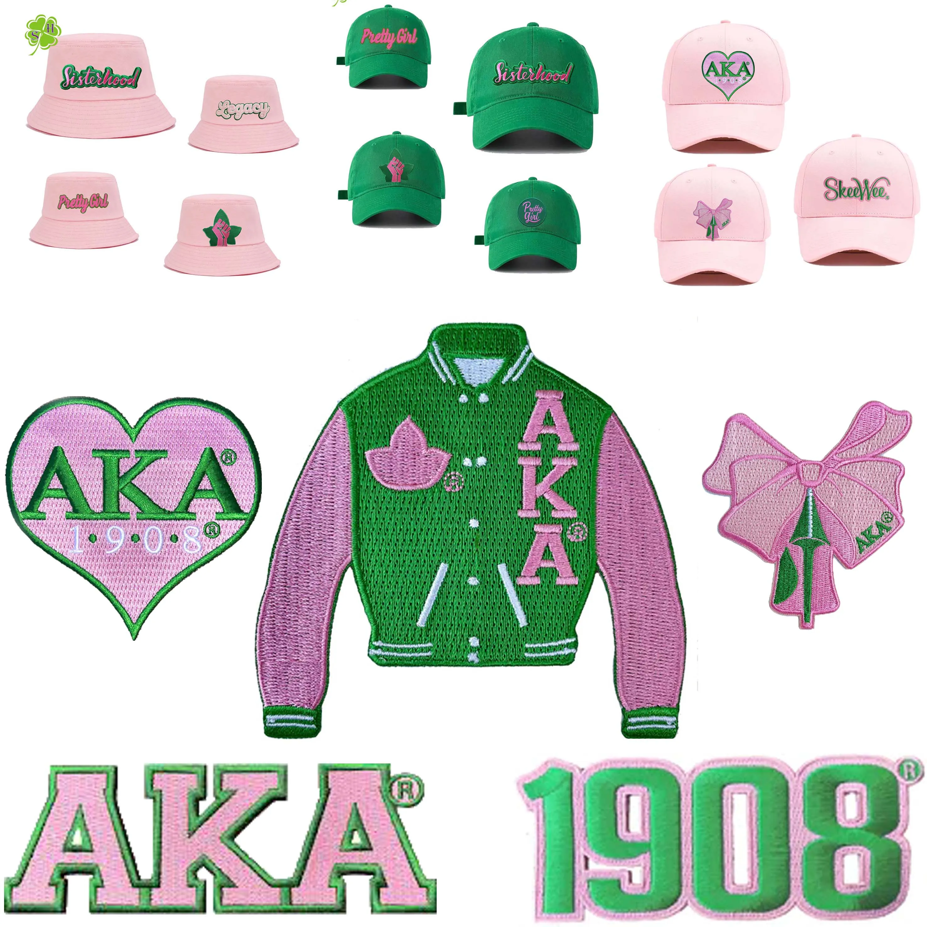 Gamma Phi Delta Sorority 1943 Shield J15 AKA Embroidery Patch Custom Oversized Sorority Pink Embroidered Chenille Patches