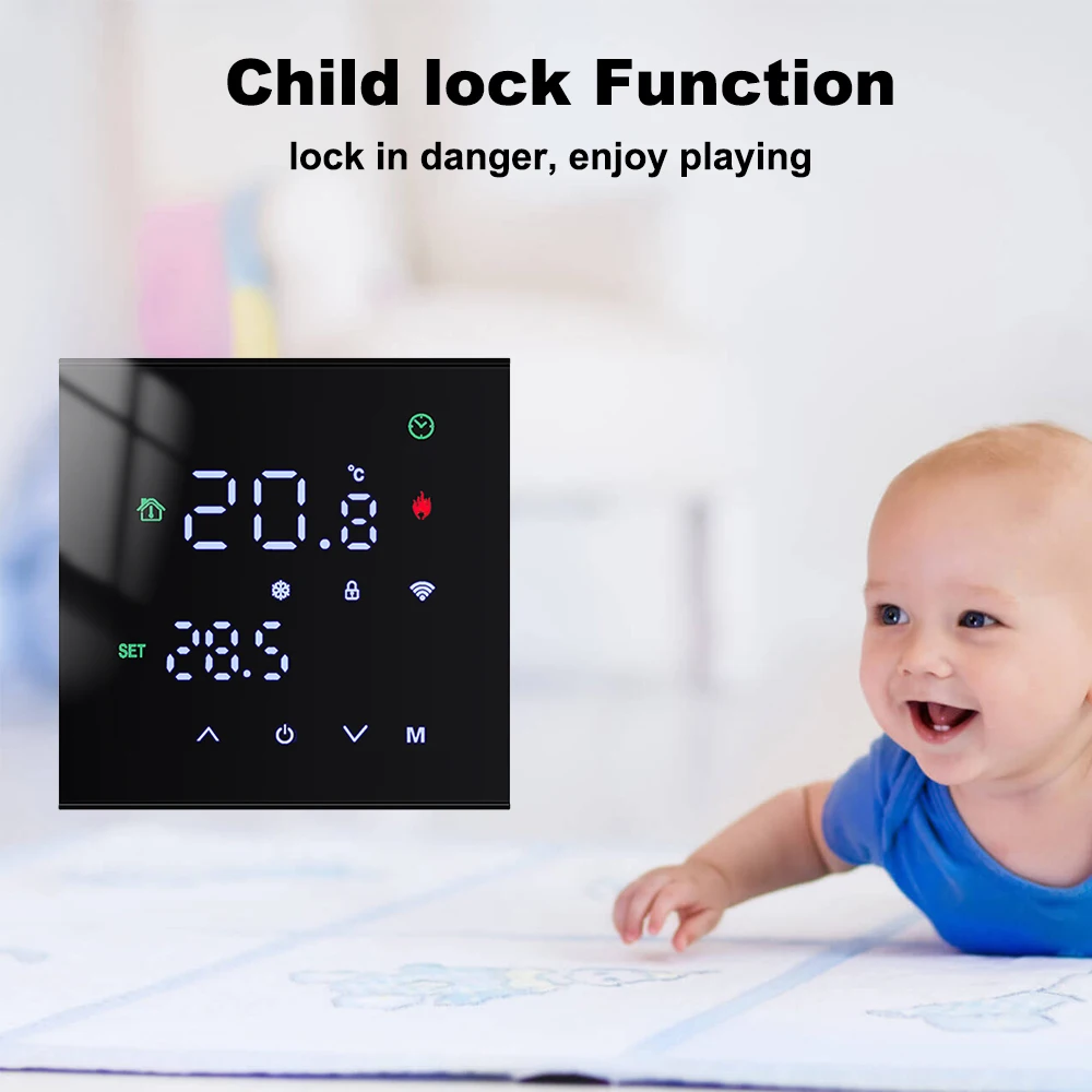 95~240V WiFi Thermostat Touch Screen Tuya Smart Home Room Electric Underfloor Heating Boiler Controller Color Display