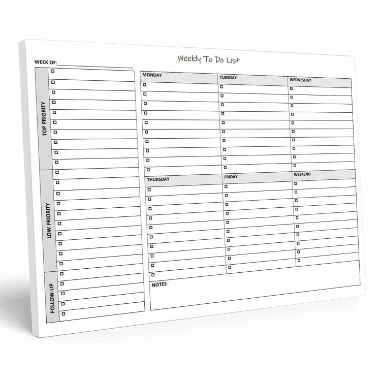 High Quality Recycled Paper A4 Notepad Custom Printed  A4 To Do List Weekly Planner Notepad with logo