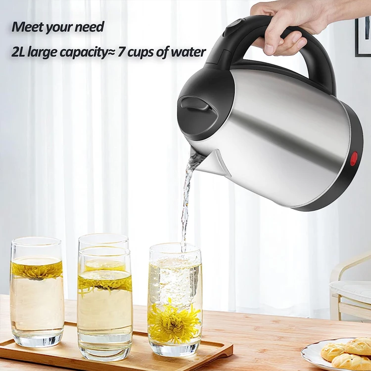 Popular Electric Kettle 2L Hot Water Kettle Stainless Steel Electric Kettle Wasserkocher BPA-Free Water Warmer Elektrische Ketel