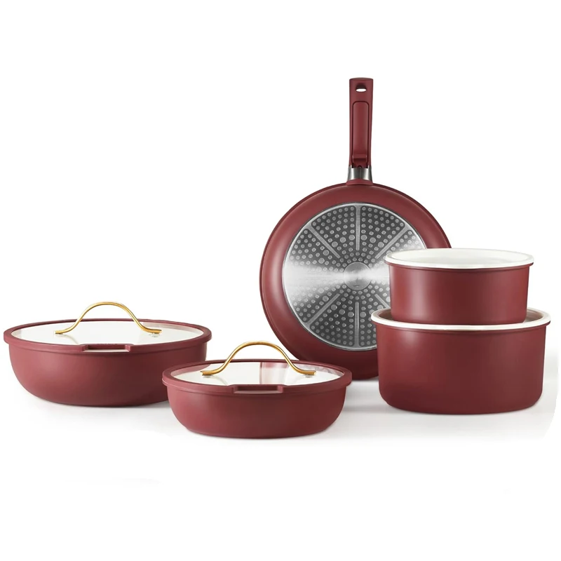 Nonstick Cookware Set Detachable Handle, Induction Kitchen Cookware Sets Non Stick with Removable Handle