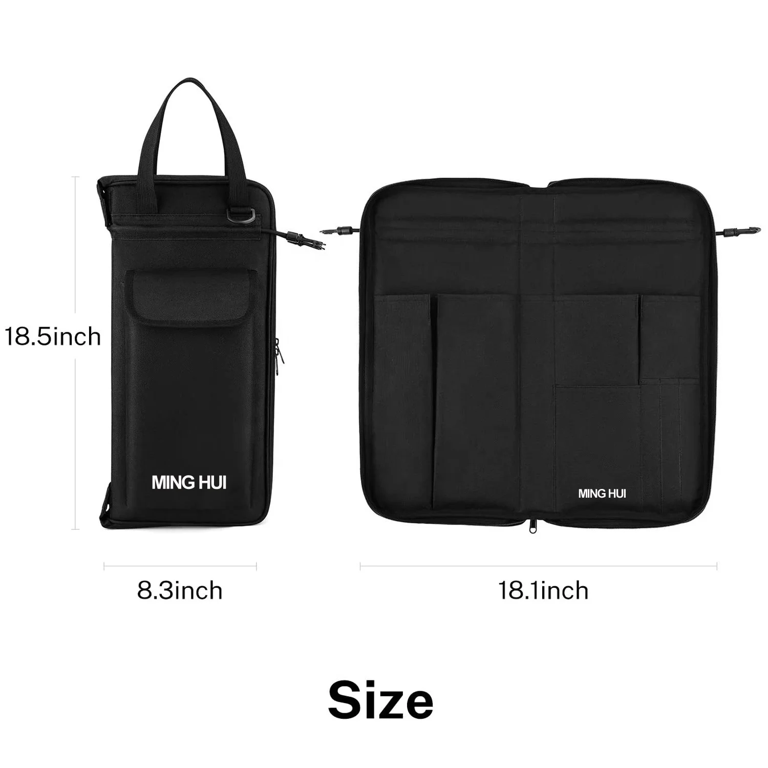 Drumsticks Bag Holder Thickened Large Capacity Drum Sticks Bag Hangable Portable for Drumsticks Brushes Mallets Up to 12 Pairs