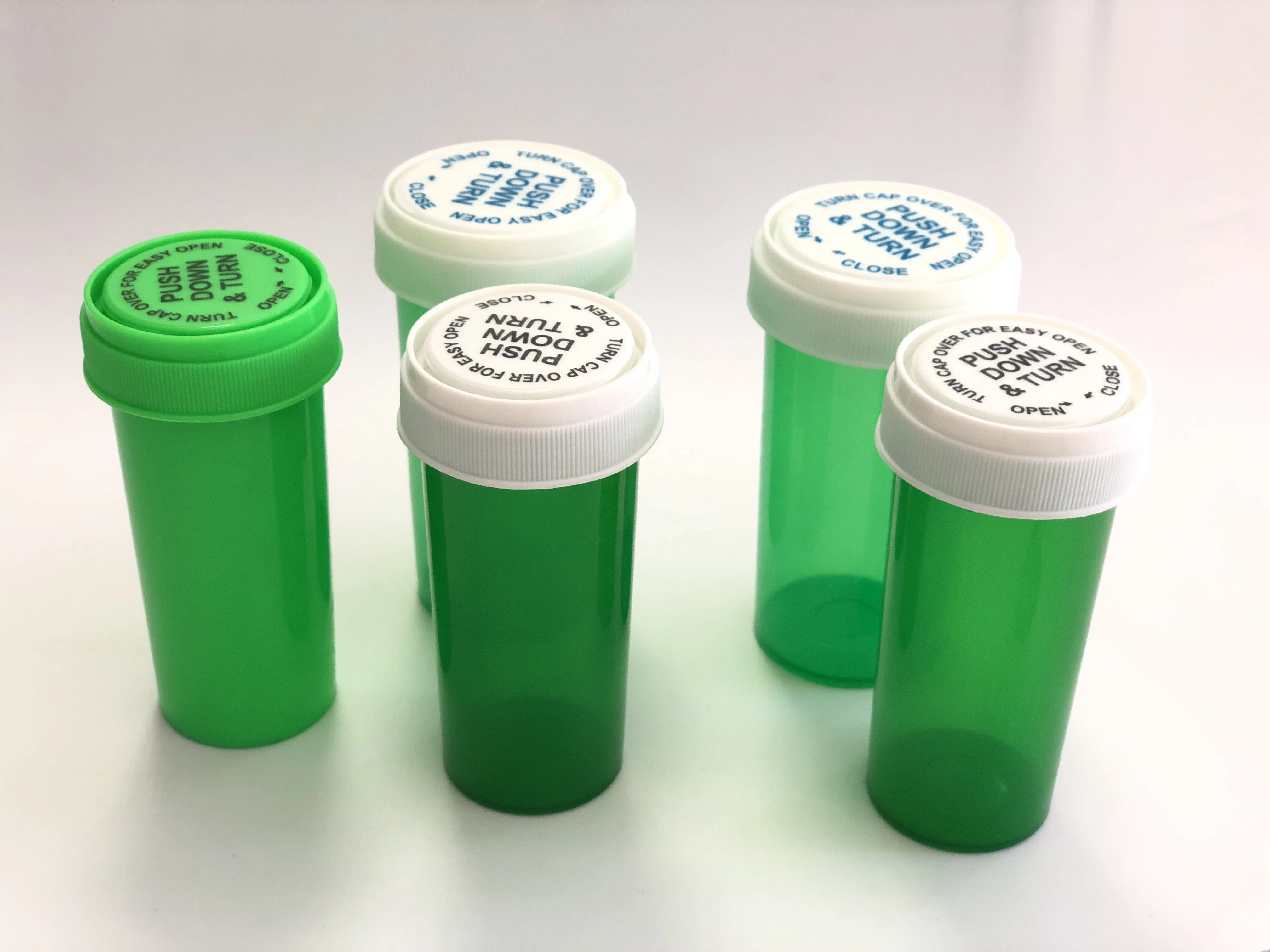 Child Resistant 6 to 120 Dram Plastic Prescription Rx Reversible Screw Cap Vials Pill Bottles Plastic Bottles