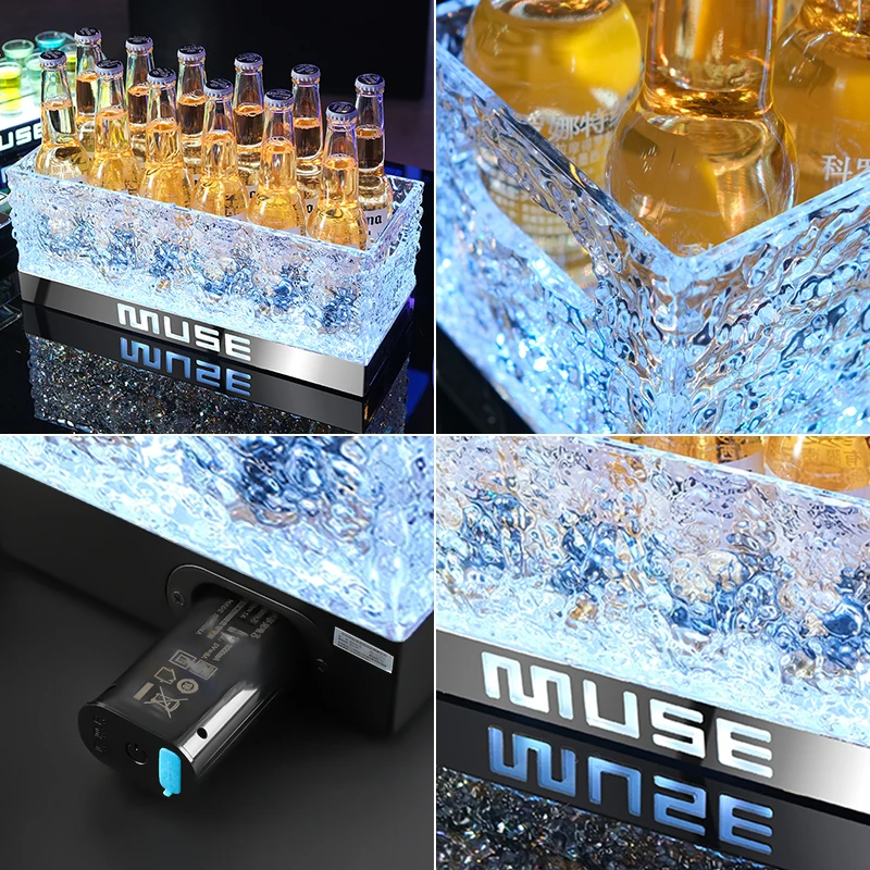 Newly Led Ice Bucket  Acrylic Ice Bucket Champagne Bucket Cooler beer Bottle Holder Keeps Drink Cold