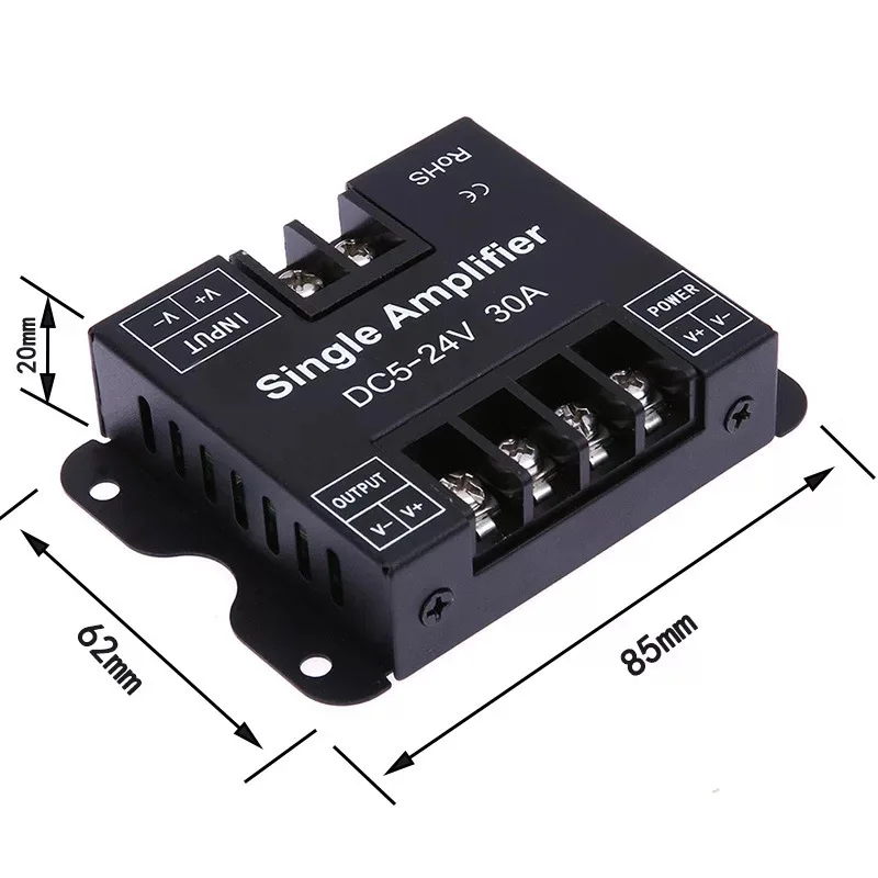 1 Channel Single Amplifier DC5-24V 30A 360W Led Dimmer for 2835 5050 Single Color LED Strip Lights