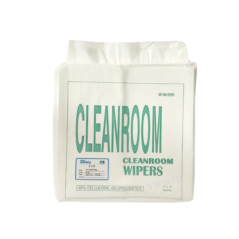 WIP-0609-68G 300pcs/bag class 1000 68gsm 9inch non woven dry 0609 clean room wiper paper for cleanroom cleaning
