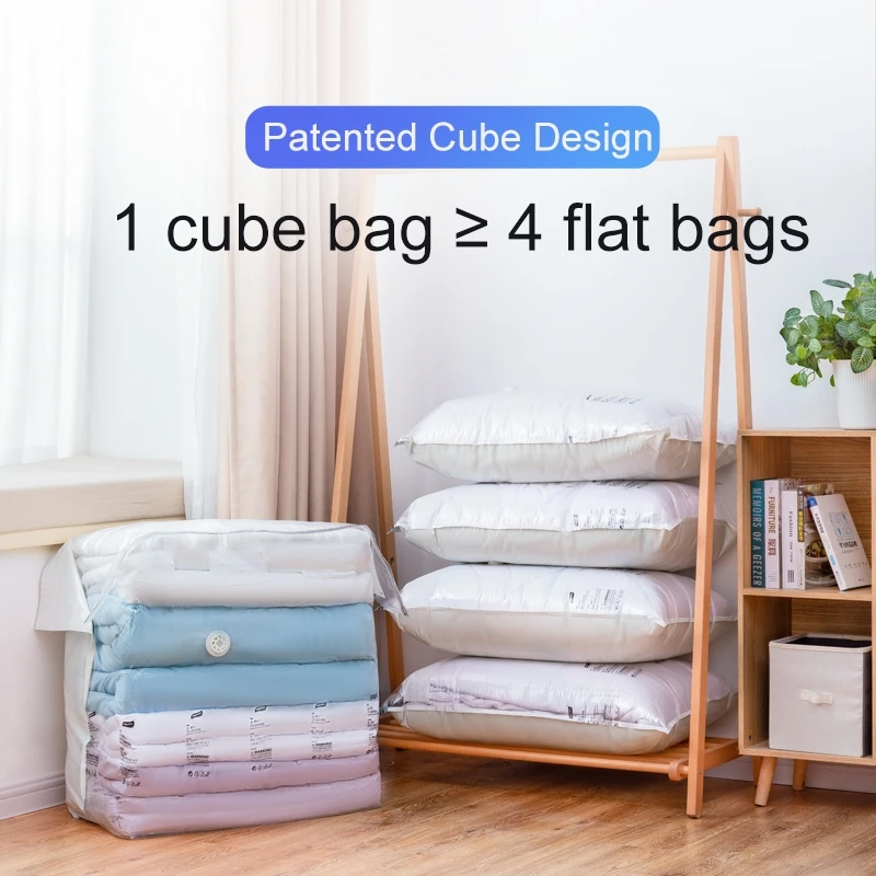 Double Cube Vacuum Seal Premium Clothes Storage Organizer Compressed Mattress Pillow Space Saver Bag