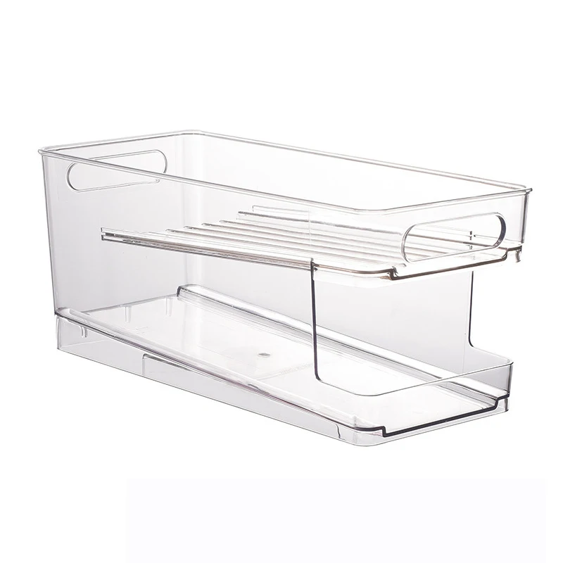 Dispenser Bins Refrigerator Drink Organizer Kitchen Clear Plastic Freezer Soda Beer Cans Holder Beverage Storage Box
