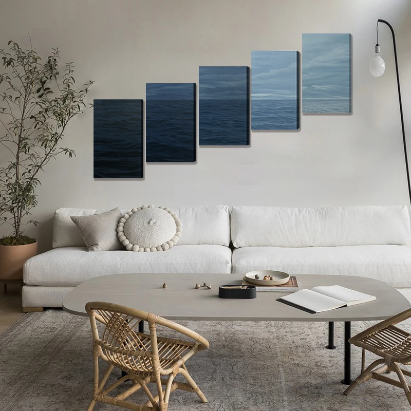 Newest  Design Pure vast ocean Modern Oil Painting   Seascape  Painting  Canvas Wall Art for Home Coffee Decor