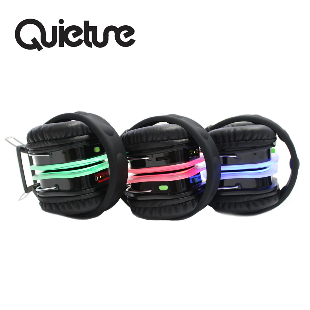 F39   Silent DJ/Party Wireless Headsets and Silent Disco Headphones with LED Light  and 3 or more channels