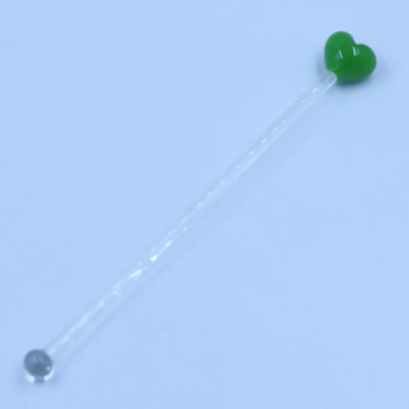 Eco Friendly Borosilicate Colorful Heart Shape Health Glass Stirring Rod Swizzle Stick Bar Tool Set
