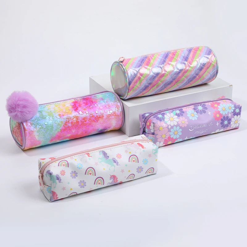 Custom Logo  Back To School Eco Friendly Simple Recycled PU With Daisy Design Pencil Case Innovative