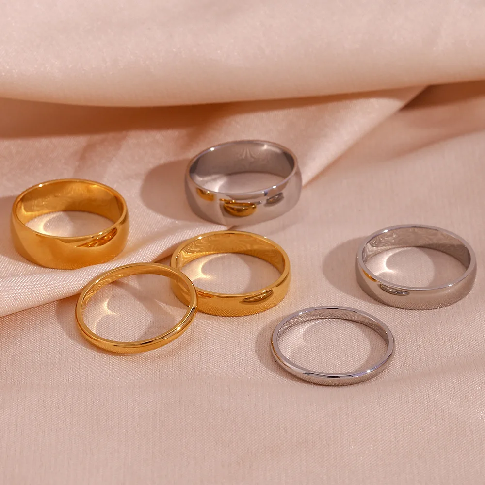 Минималистское эффектное кольцо 18k Позолоченные ювелирные изделия из нержавеющей стали кольца женские основные модные