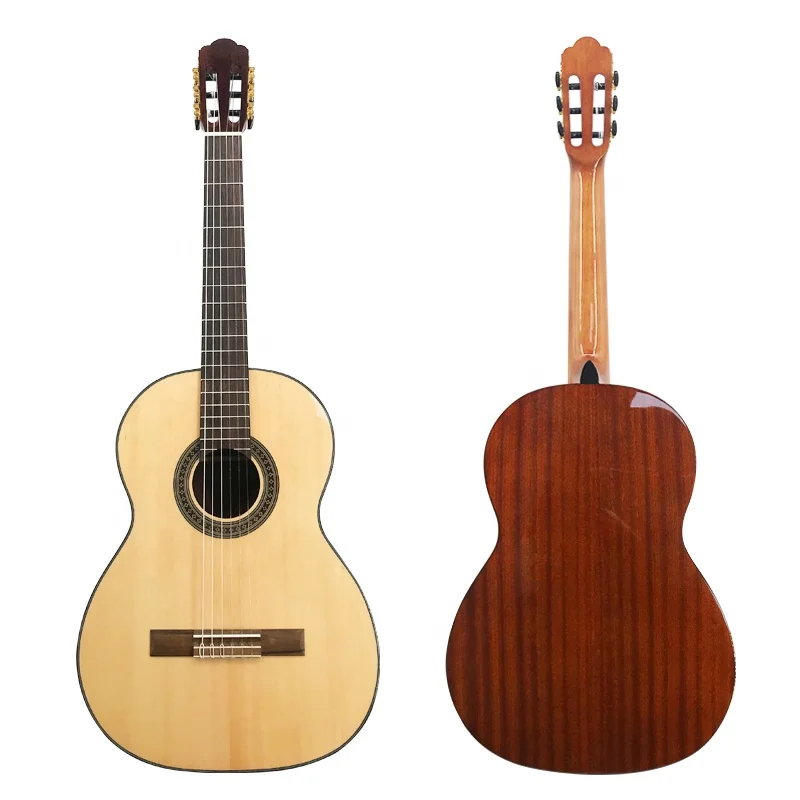 High quality hot- selling classical guitar with solid top mahogany back and side 6 nylon string
