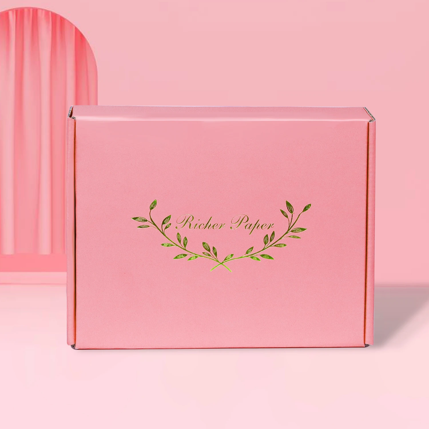 Logo Print Solid pink Mailing Cardboard Eyelash Shipping Box For Essential Oil Shampoo