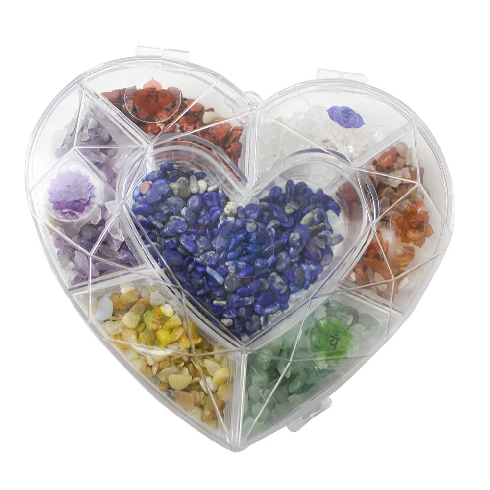 7 Chakrar natural crystal gem agate seven chakras set yoga energy stone healing  reiki symbol broken crystal stone Heart box