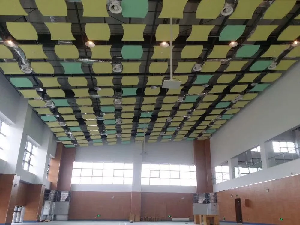 Fire-Resistant Sound Insulation Fiber Glass Wool Ceiling Tile for Office With Heat Insulation Materials