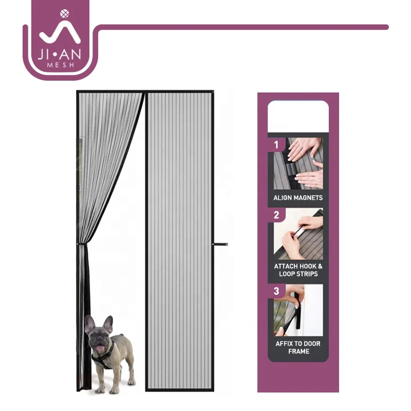 Automatic Closing magnetic door screen OEM easy install mosquito door net magnetic fly screen hands free anti insect screen door