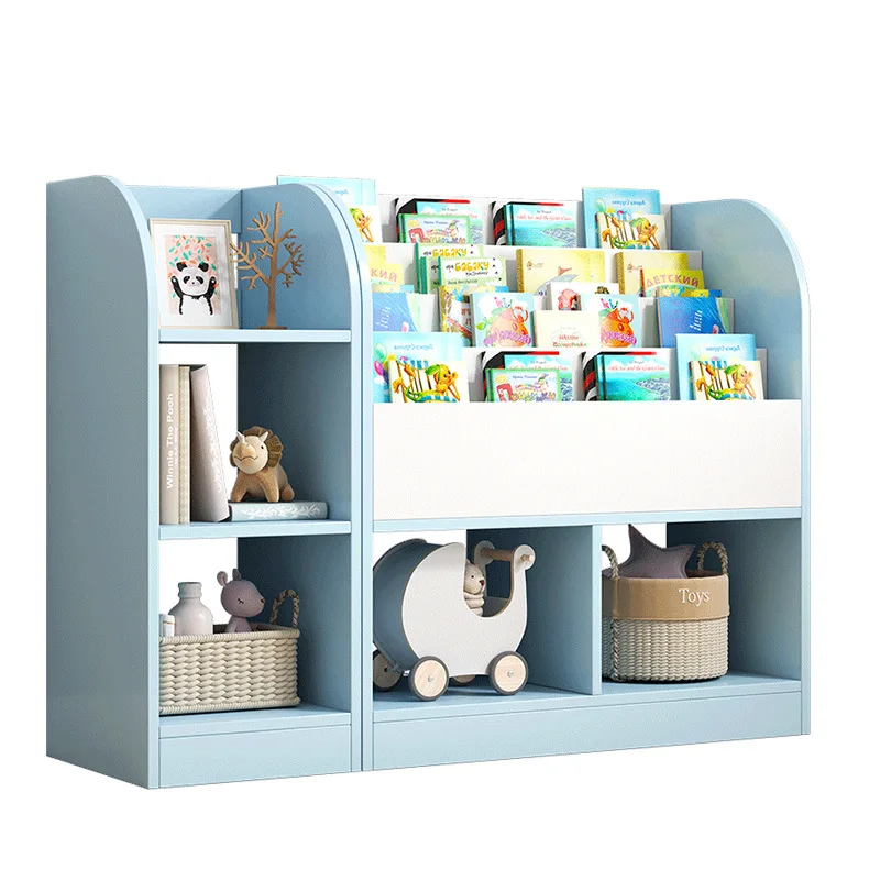 Современная детская книжная полка, розовый синий книжный шкаф для гостиной, детский шкаф для хранения