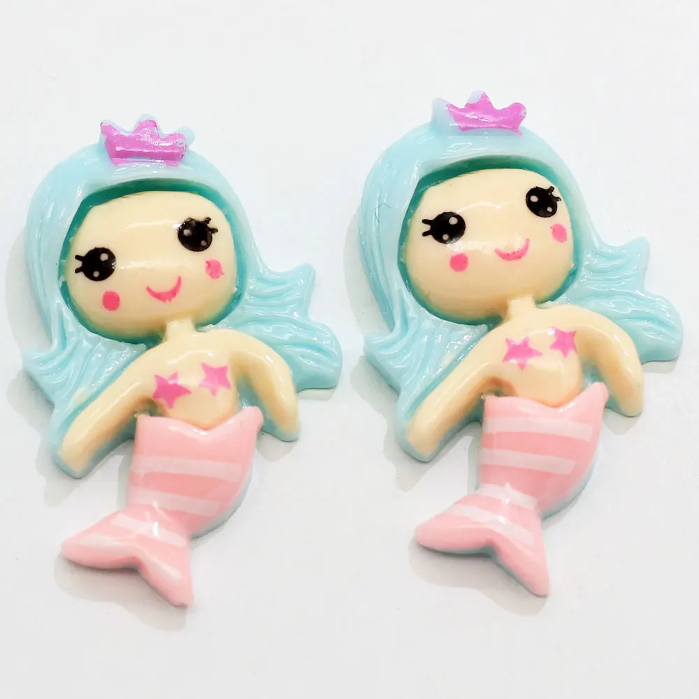 
100pcs Cute Mini Mermaid Princess Flatback Resin Cabochon Craft DIY Scrapbooking Hair Bow Accessories 