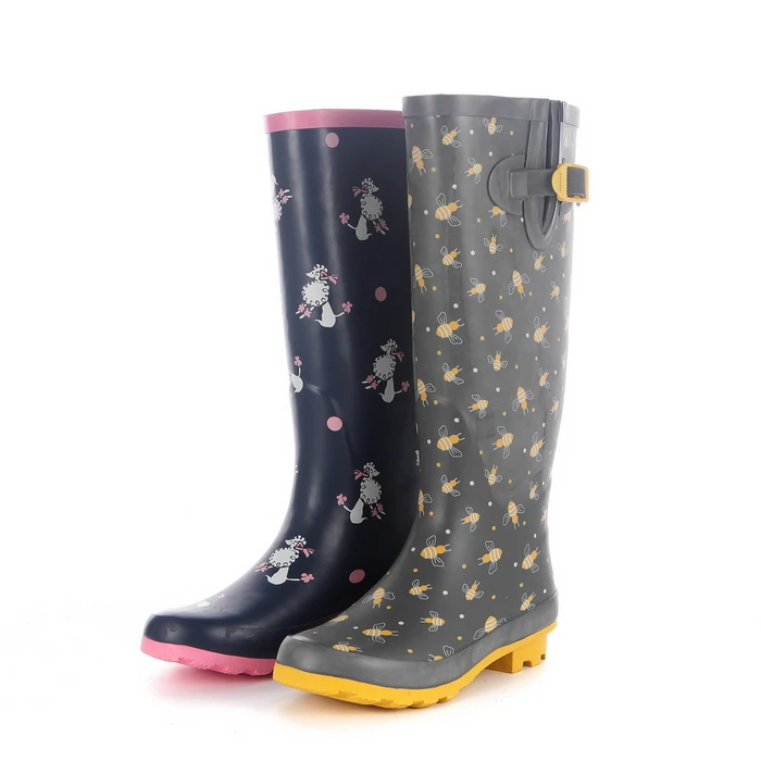 Lightweight Rubber Rain Shoes Anti-slip Waterproof Printed Rain Boots Knee-high Boot Women Boots Middle Tube Rain Shoes Outdoors