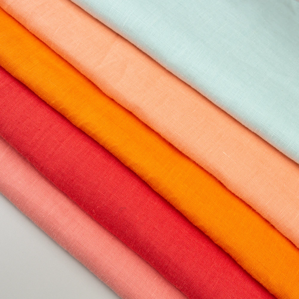 190 GSM льняная тканая ткань 100% окрашенная промытая дышащая рулон для одежды-мягкие простые стильные рубашки платья высокого качества для домашнего использования