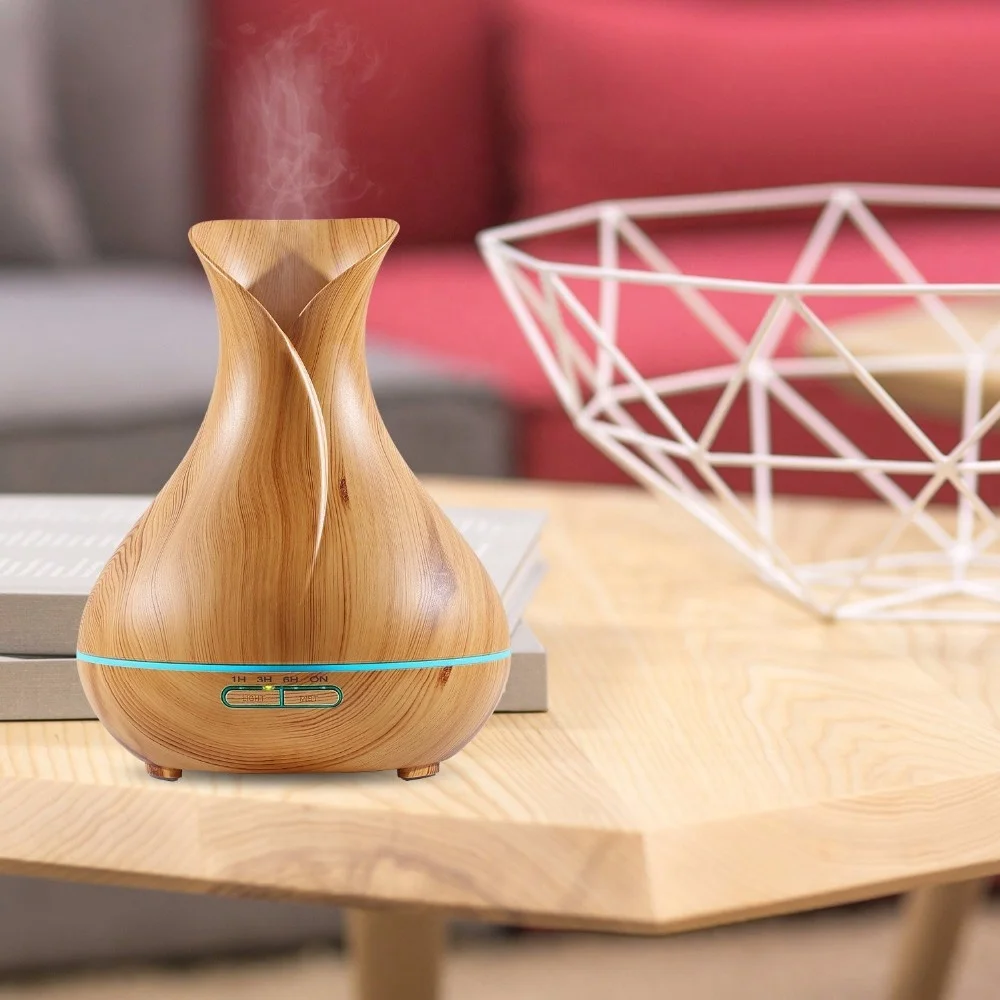 2019 New Product Wood Grain Smart Aromatherapy Essential Oil Diffuser Portable Ultrasonic Diffuser Cool Mist Air Humidifier