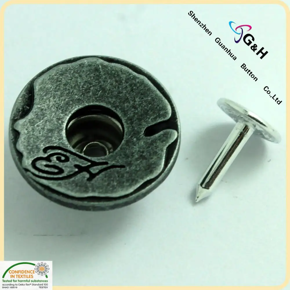 Pants accessories wholesale brass rubber core nail jeans button custom jean button jeans button denim